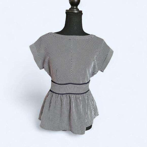 Monteau Tops - Monteau black and white striped babydolll top Size S